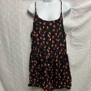 NWT City Streets size large black pink‎ floral razor back short romper